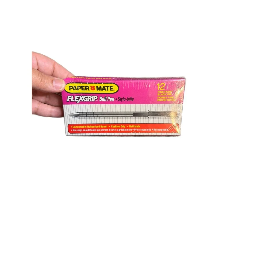 Paper Mate FlexGrip Ballpoint Pens Fine Point‎ Black Ink 12 Count 968-01 NEW Box
